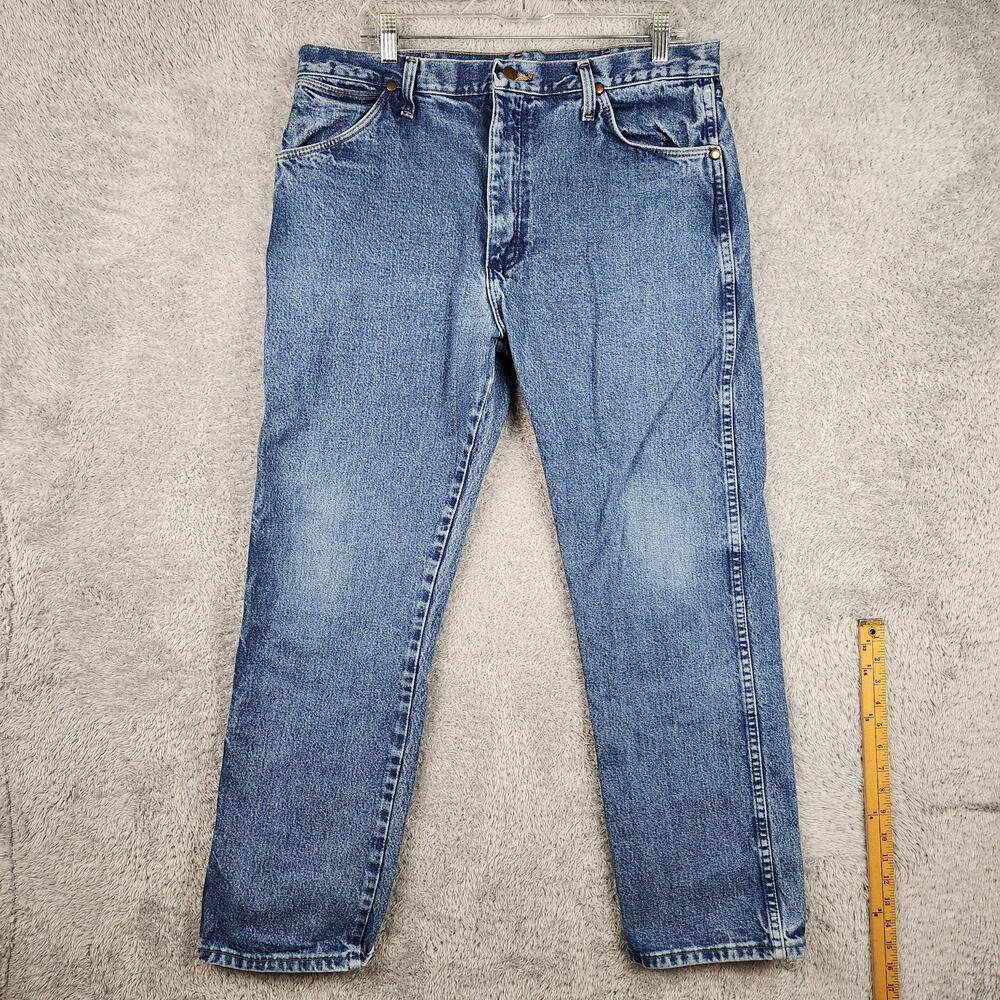 Wrangler 13MWZ Jeans Mens 36x30 Blue Stonewash Cowboy Cut Straight Western Rodeo